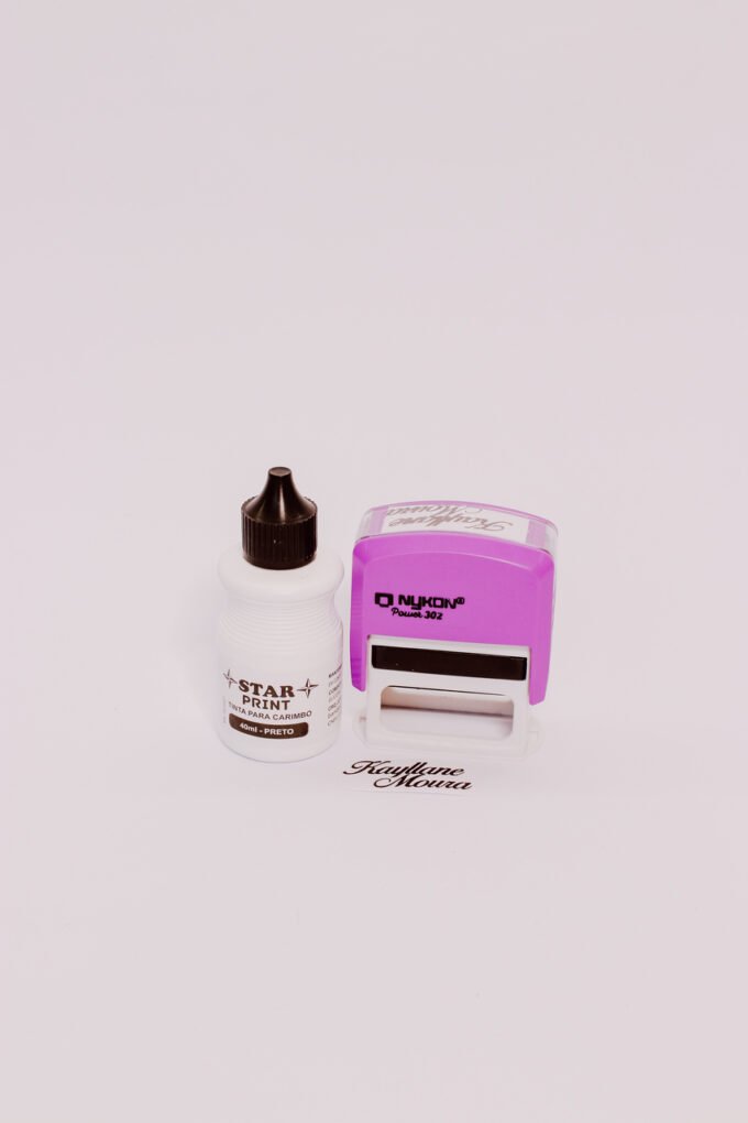 Kit Carimbo Automático + Tinta Cor Preta - Imagem 3