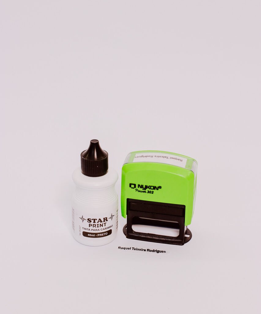 Kit Carimbo Automático + Tinta Cor Preta